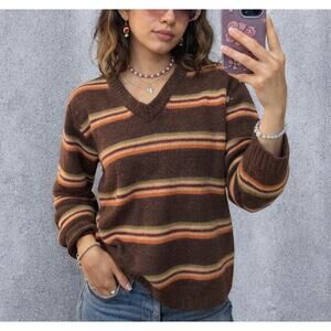 Vintage Y2K One Step Up Striped Knit Wool Blend Sweater Medium